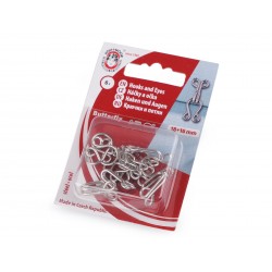 Hooks and Eyes Size 2/0, 18+16mm, nickel/6 pcs.
