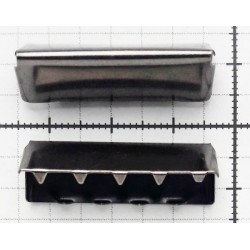 Metal Webbing Belt Tip 30x9 mm, black nickel/1 pc.