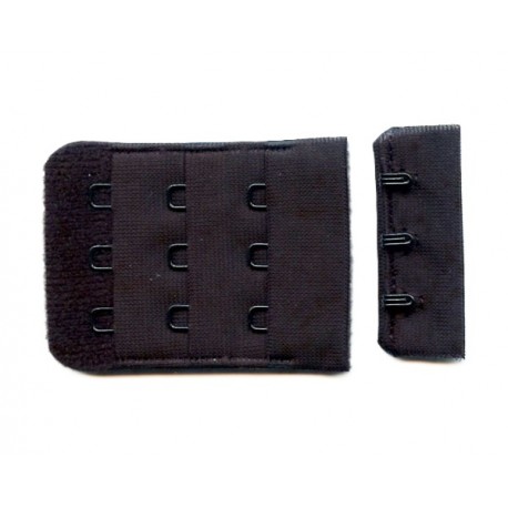 Black Bra Hook and Eye Replacement Closure with  Black Hardware - 2 Rows/1 pc
