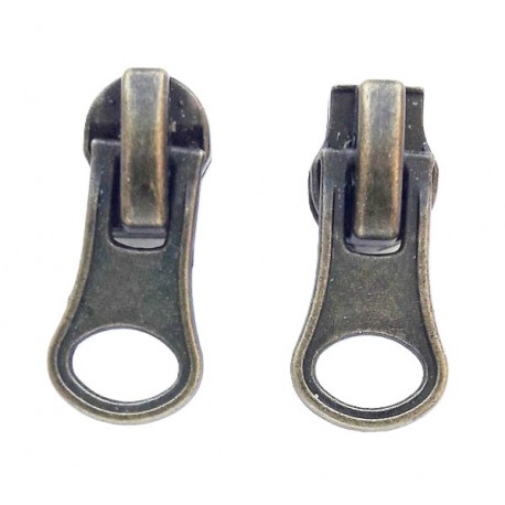 Nylon Coil Short Tab Slider  Puller model 06 old brass/1 pc.