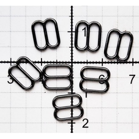 Bra metallic Adjuster 8 mm gun metal, nickel free/2 pcs.