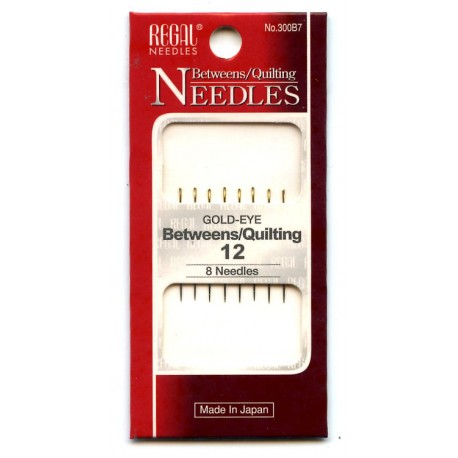 Quilting Needles No.12, 0.6x35mm, gold-eye/8 pcs.