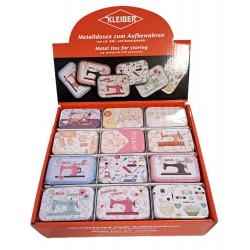 Display of 36 metal tins, size 7.5x5.2x2 cm