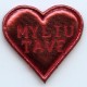 Aplikacija-širdelė su užrašu "Myliu Tave" art.A176LR raudona/1vnt.