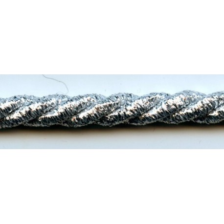 Metallic Twist Cord 7 mm, 3 strand art. FI-7F, silver color/1 m