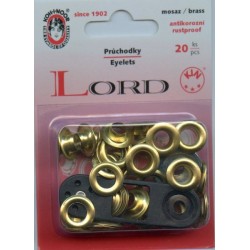 Eyelets with washers 7 mm set LORD/brass/20pcs.