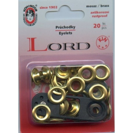 Eyelets with washers 7 mm set LORD/brass/20pcs.