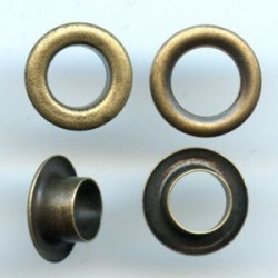 Eyelets of steel with Washer 5mm short Barrel art. 05KP/old brass/100 pcs.