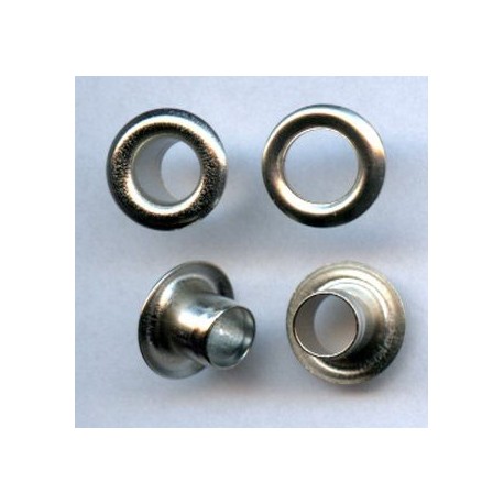 Eyelets of steel with Washer 5mm long Barrel/nickel/art. 05DP/100 pcs.