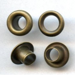 Eyelets of steel with Washer 5 mm long Barrel/old brass/ art. 05DP/100 pcs.