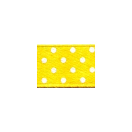 Juosta atlasinė 12 mm su taškeliais, spalva 6012 - geltona/1 m