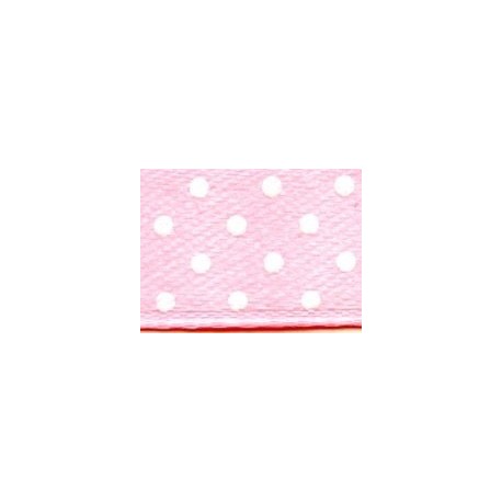 Juosta atlasinė 12 mm su taškeliais, spalva 6037 - šviesi rožinė/1 m