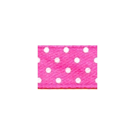 Juosta atlasinė 12 mm su taškeliais, spalva 6040 - tamsi rožinė/1m