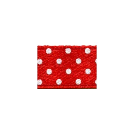 Juosta atlasinė 12 mm su taškeliais, spalva 6055 - raudona/1 m
