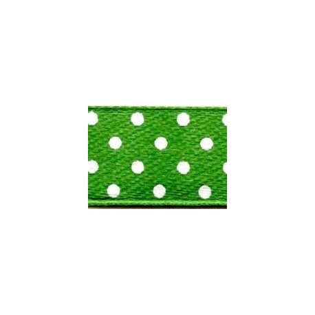 Satin Ribbon with Dot 12 mm, color 6086 - green/1 m