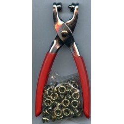 Eyelet plier, 100 pcs of 6 mm eyelets included NS64-T0012