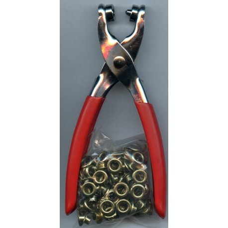 Eyelet plier, 100 pcs of 6 mm eyelets included NS64-T0012