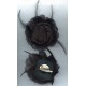 18291 Organza Flower with Feather 12 cm black