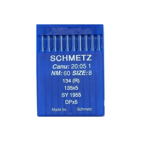 Schmetz Industrial Sewing Machine Needles  134 (R), 135x5, SY1955, DPx5 Size 60/8/10 pcs.
