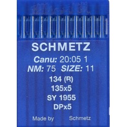Schmetz Industrial Sewing Machine Needles 134 (R), 135x5, SY1955, DPx5, Size 75/11/10 pcs.