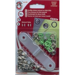 19101 Snap Fasteners "Roland Baby" 9.7 mm Set/green/15pcs.