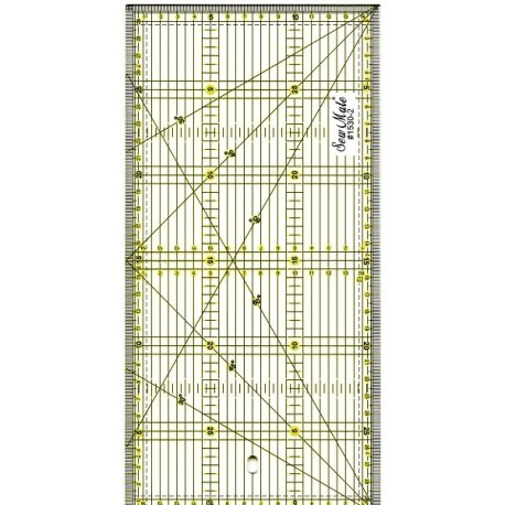 Quilting ruler, 150x300 mm, metric scale, yellow and black art.1530