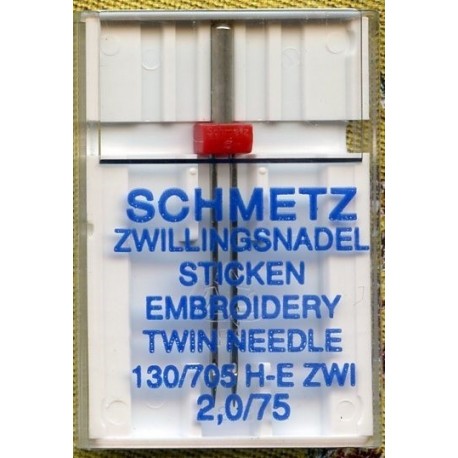 Embroidery Twin Needle 130/705 H-E ZWI/Size 2.0/75/1 pc.