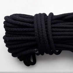 Cotton braided cord 9 mm black/1m