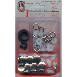 16340 Self cover buttons size 24" (15 mm) and Assembly Tool Kit/15 pcs.