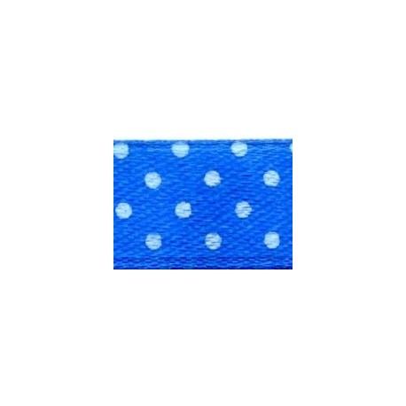17327/6107 Juosta atlasinė 25 mm su taškeliais mėlyna/1 m