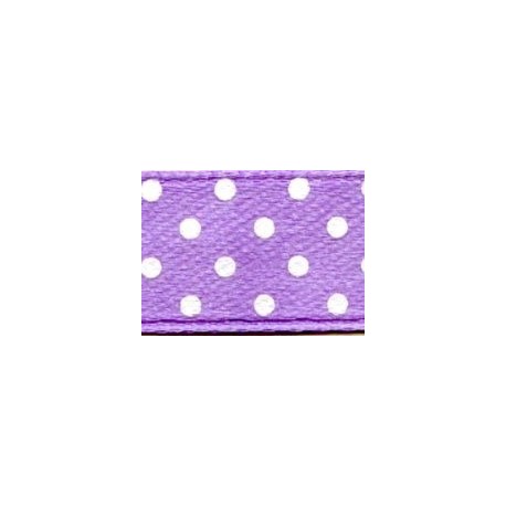 17327/6121 Juosta atlasinė 25 mm su taškeliais violetinė/1 m