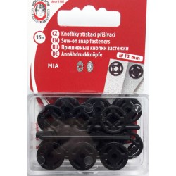 Plastic Sew-on Snap Fasteners 13 mm/black/12 pcs.