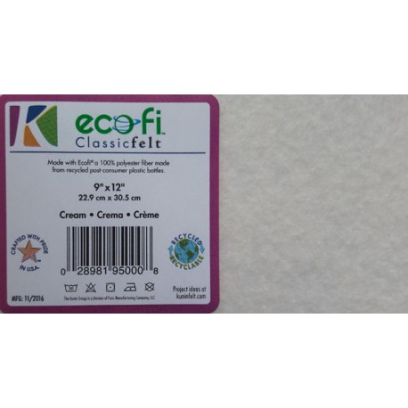 20991 Felt Sheets from recycled PES fibres, 23x30cm, 1 mm /Cream