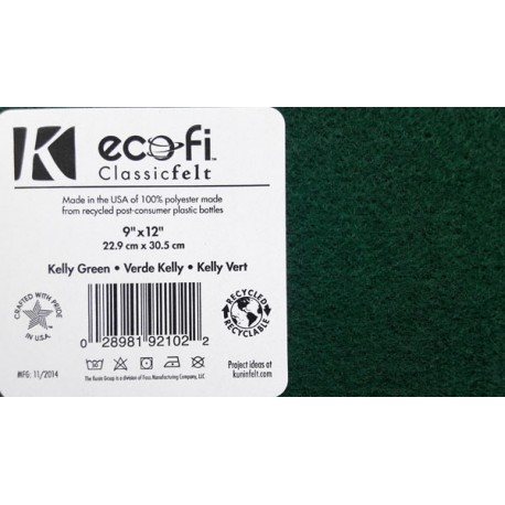 Felt Sheets from recycled PES fibres, 23x30cm, 1 mm/Kelly Green