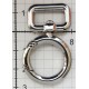 Metal ring carabiner 17 mm with loop, nickel/1 pc.