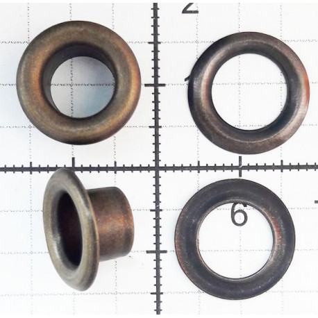 Eyelets of steel with Washer 8 mm long Barrel art.08DP/old brass/100 pcs.