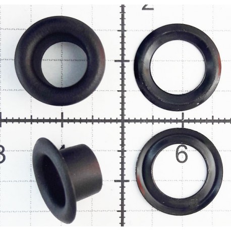 Eyelets of steel with Washer 8 mm long Barrel art.08DP/black/100 pcs.