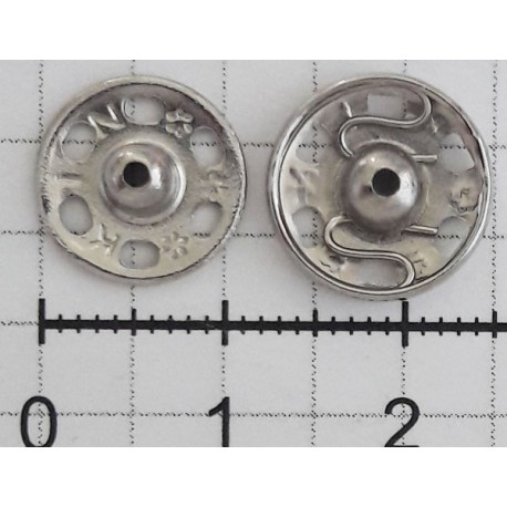 Snap Fasteners for sewing No.4 12.4mm nickel/6 pcs.
