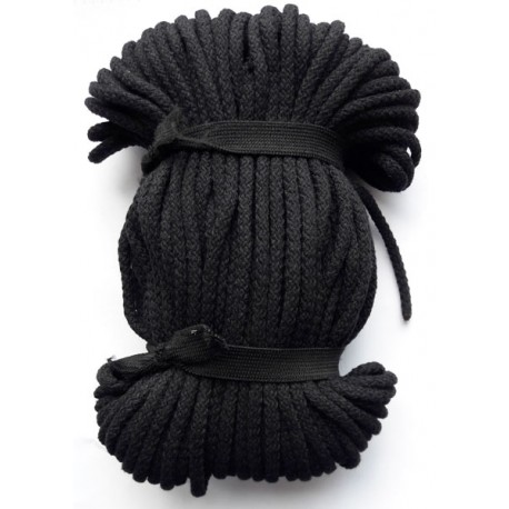 Cotton braided cord 5 mm, color 0099-black/1m
