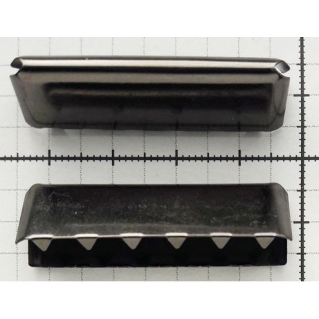 19670 Metal Webbing Belt Tip 40x12mm/black nickel/1 pc.