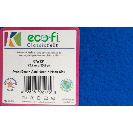 Felt Sheets from recycled PES fibres, 23x30cm, 1 mm /Neon Blue