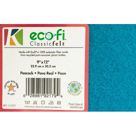 Felt Sheets from recycled PES fibres, 23x30cm, 1 mm /Peacock