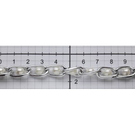 19230 Aluminum Chain with White Pearls/1 m