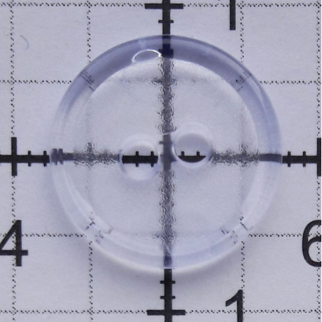 20078 Plastikinės 15 mm (24 ") apvalios 2 skylučių sagos skaidrios/500 vnt.