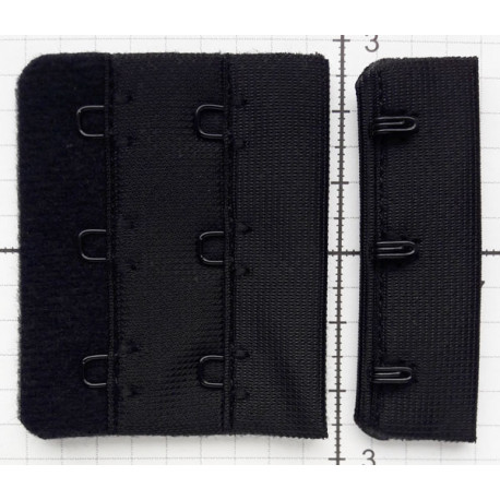 Keičiamas liemenėlių užsegimas 3x2, 53mm, juodas/1 vnt.