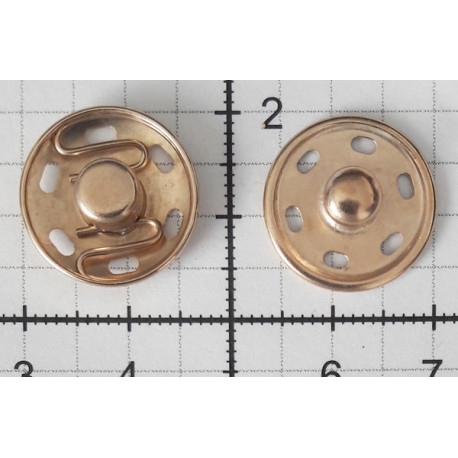 Snap Fasteners for sewing 17 mm gold, nickel free, rustproof/1 pc.